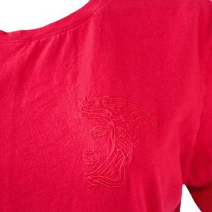 VINTAGE 1990s Versace Embroidered Medusa Tee - Size M